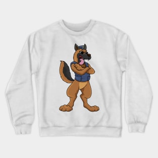 Police dog as police officer with protective vest Crewneck Sweatshirt